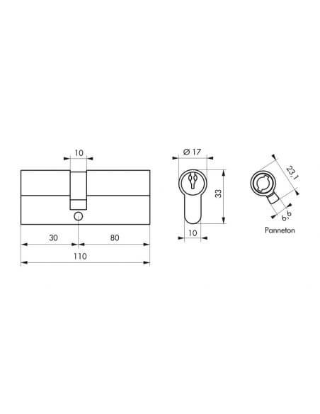 Butuc usa 30 x 80 mm, standard, STD, 3 chei - 2