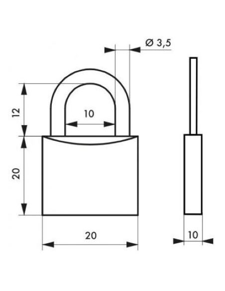 Lacat bagaj, cu cheie, TYPE 1, 20 mm, THIRARD - 2