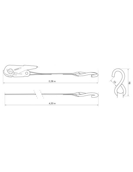 Chinga cu clichet si carlig, 25 mm x 4,50 m, THIRARD - 2