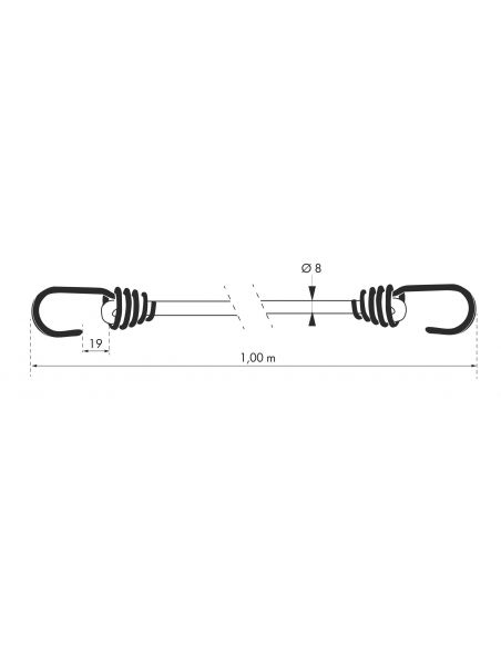 Set 2 cabluri elastice  8 mm x 100 cm, cu carlige, THIRARD - 2