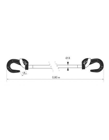 Cablu elastic ajustabil, 8 mm x 80 cm, cu carlige-inel, THIRARD - 2