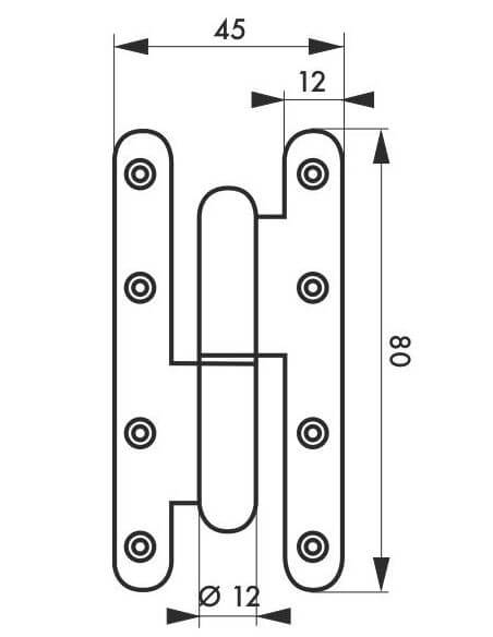 Balamale usi, 80 x 45 mm, stanga - 2