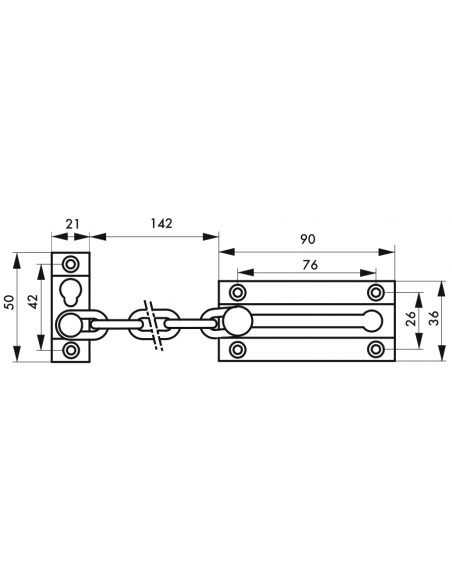 Lant usa intrare, pentru intredeschidere, nichelat - SP - 2