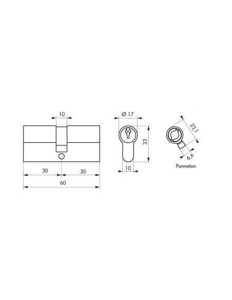 Lot de 2 cilindri usa, 30 x 30 mm, alamit, 6 chei SP - SP - 2