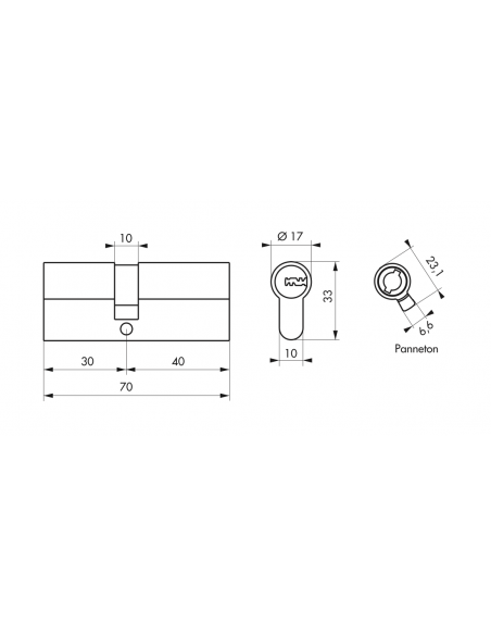 Butuc usa, profil european,  SP SHG 30 x 40 mm 4 chei - SP - 2