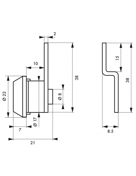 Incuietoare cu cama, 2 chei,  compatibila cutie postala, nichelata - SP - 2