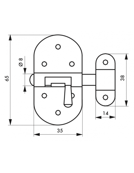 Zavor mobilier, bolt rotund 35 mm - SP - 2