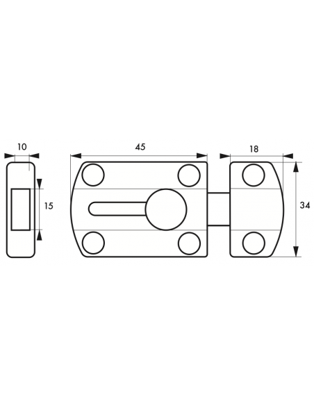 Zavor mobila,  45mm, bolt plat, nichel satinat - SP - 2