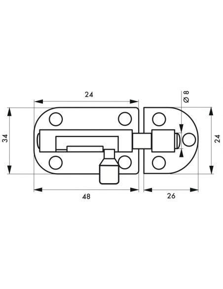 Zavor mobila,  75mm, bolt plat, nichel satinat - SP - 2