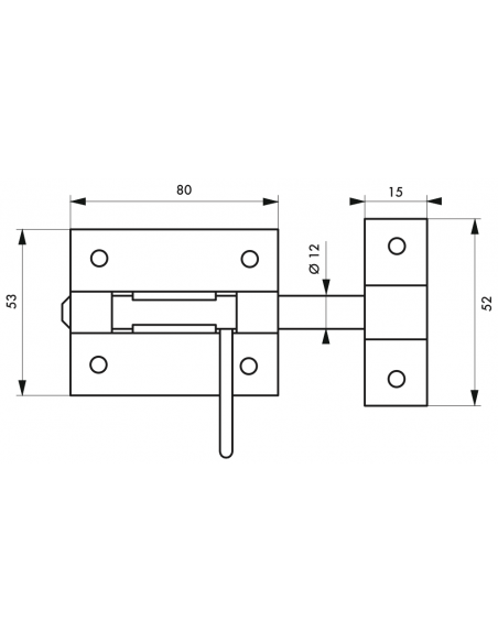 Zavor usa, bolt 12 mm diametru - SP - 2