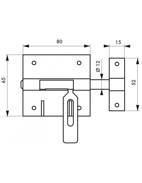 Zavor usa sau poarta, blocare lacat, bolt 12 mm diametru - SP - 2