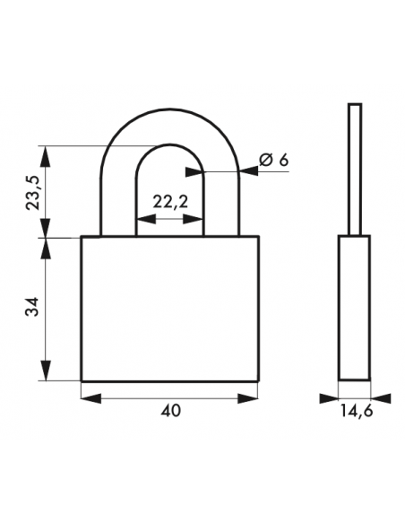 Lacat de exterior, cu cheie, aluminiu, 40 mm, 2 chei - SP - 2