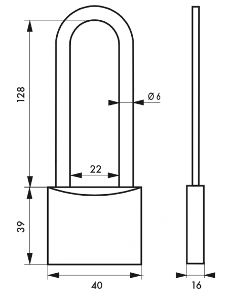 Lacat de exterior, cu cheie, toarta inalta, 45 mm,2 chei - SP - 2