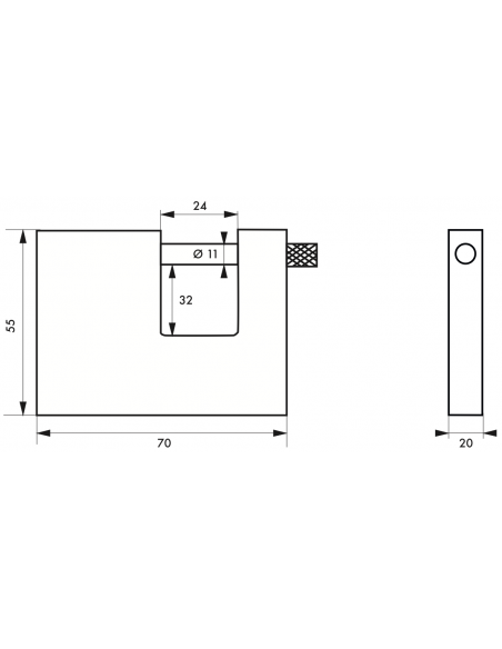 Lacat de exterior, cu cheie, toarta inalta, 70 mm,2 chei - SP - 2