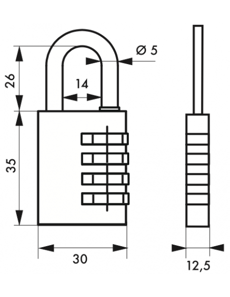 Lacat cu cifru, 30 mm, 3 inele - 2