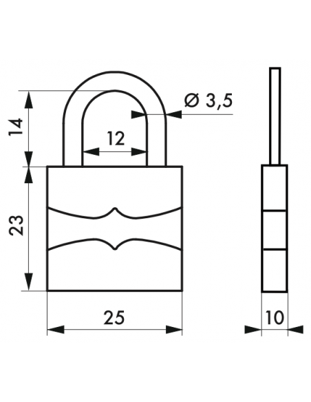 Lacat bagaj, cu cheie, 22 x 35 mm, 2 chei - SP - 2