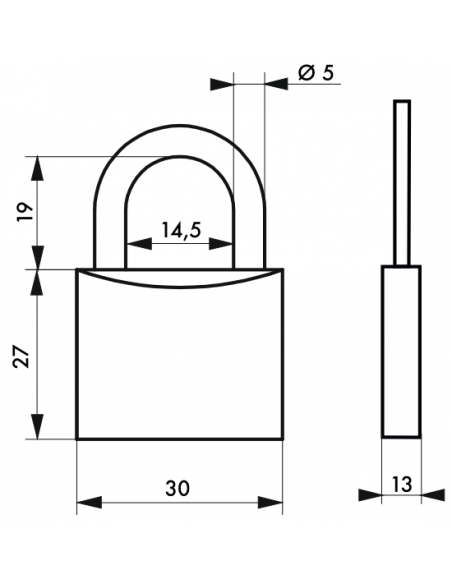 Lacat cu cheie, aluminiu, 30 mm, 2 chei - SP - 2