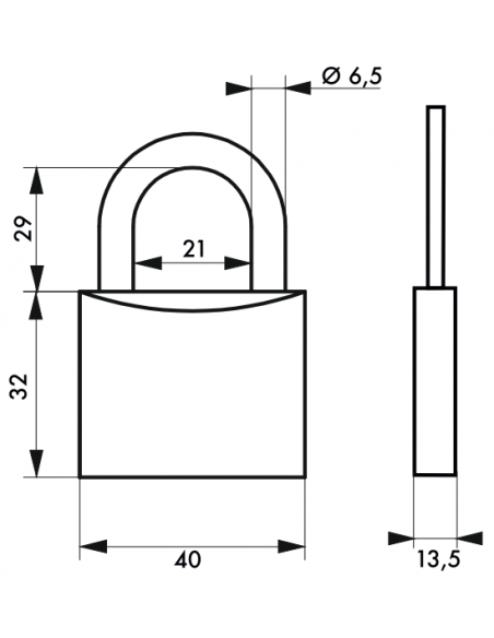 Lacat cu cheie, aluminiu, 40 mm, 2 chei - SP - 2