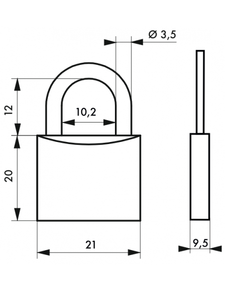 Lacat bagaj, cu cheie, aluminiu, 20 mm, 2 chei - SP - 2