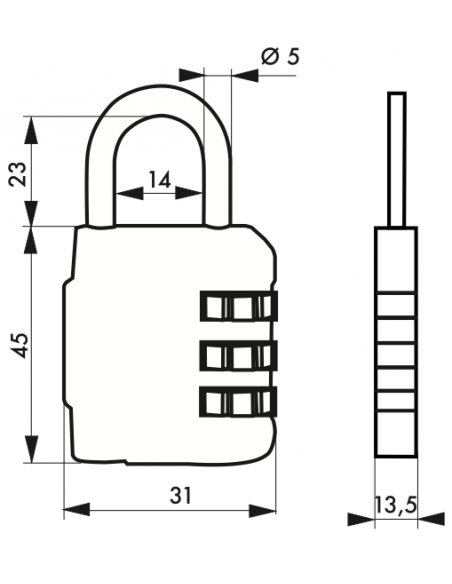 Lacat bagaj, cu cifru resetabil, 31 mm - SP - 2