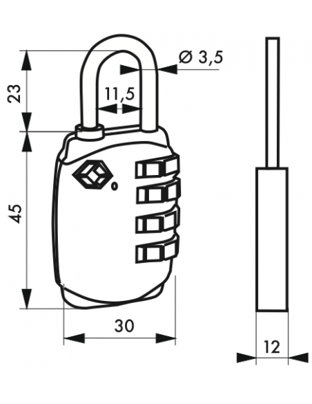 Lacat bagaj, cu cifru 30 mm, 4 digit - SP - 2