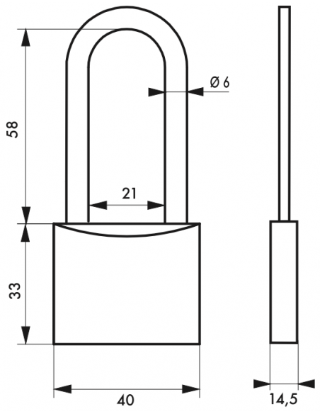 Lacat cu cheie 40 mm 2 chei, 1/2 inaltime - SP - 2