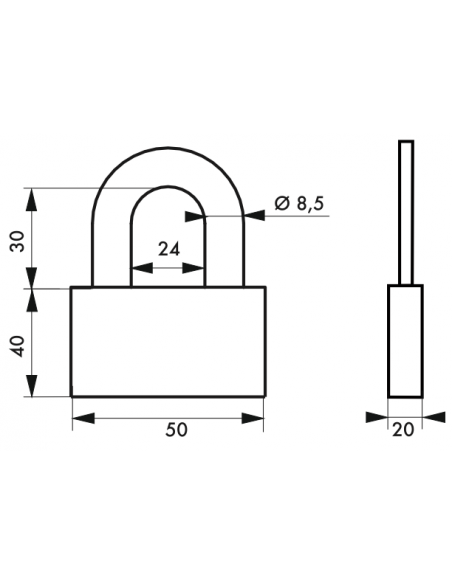 Lacat de santier, 50 mm, cu disc, 4 chei reversibile, nichelat - SP - 2