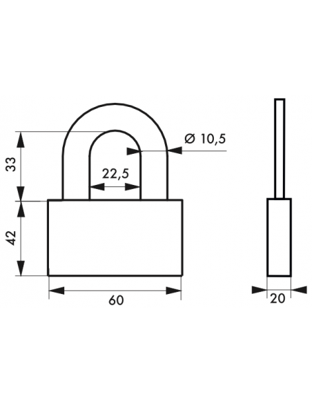 Lacat de santier, 60 mm, cu disc, 4 chei reversibile, nichelat - SP - 2