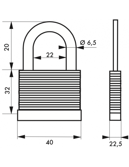 Lacat lamelar, 40 mm, 2 chei - SP - 2