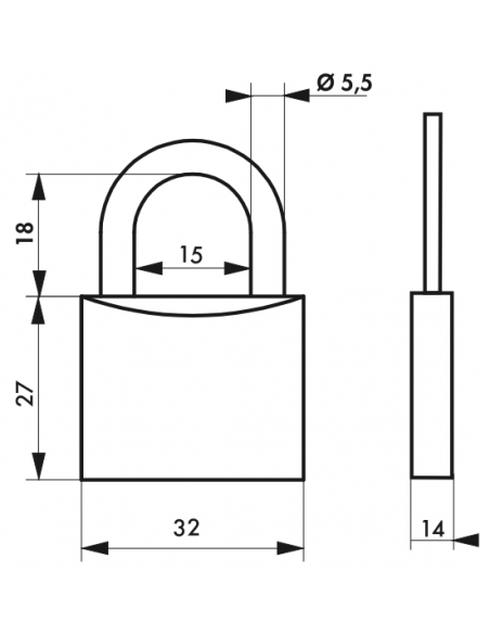 Lacat cu cheie, 30 mm toarta otel, 2 chei - SP - 2