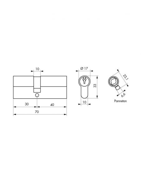 Butuc usa, profil european, 30 x 40 mm, 3 chei, finisaj nichelat, Serruprix - 2