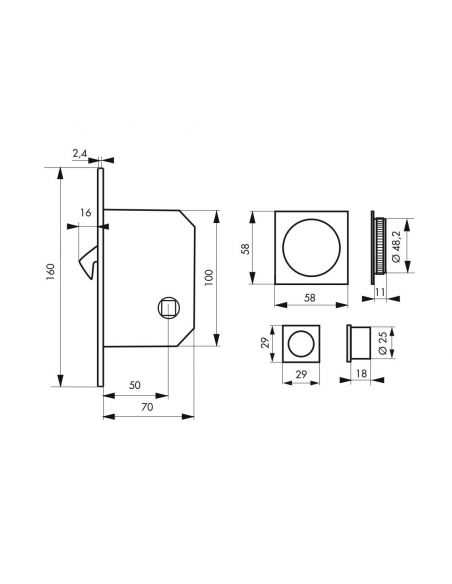 Broasca usa culisanta, ingropata, ax 50 mm, maner-rozeta cu buton blocare, alamit, THIRARD - 2