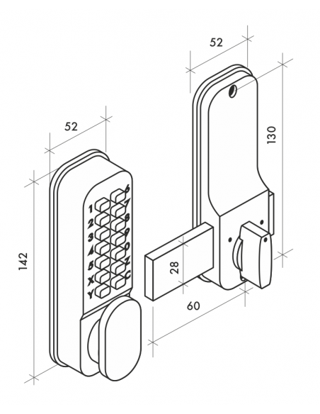 Broasca aplicata cu cifru, blocare bolt, THIRARD - 3