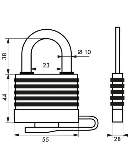 Lacat de exterior, cu cheie, SLICE, 50 mm, diverse culori, THIRARD - 2