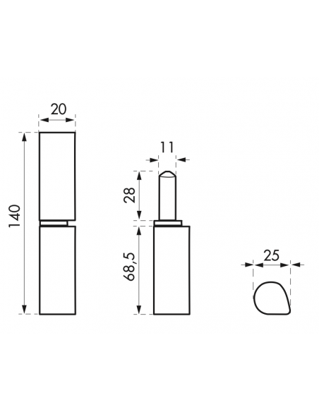 Balamale sudabile usi intrare, 140 mm, otel - 2