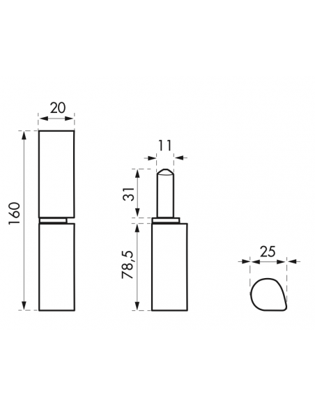 Balamale sudabile usi intrare, 160 mm, otel - 2