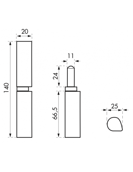 Balamale sudabile usi intrare, 140 mm, otel, cu rulment - 3