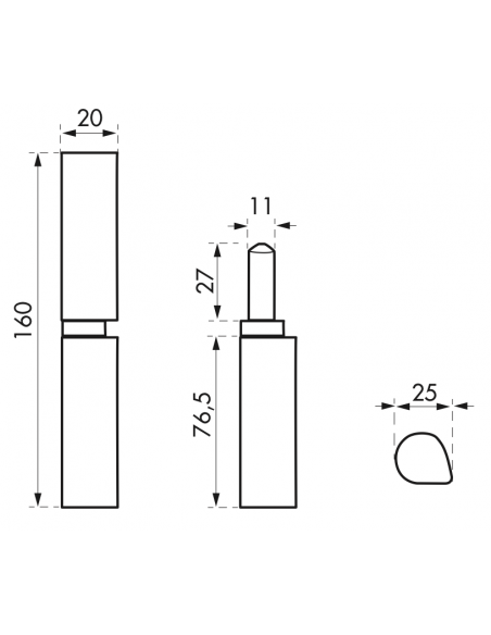 Balamale sudabile usi intrare, 160 mm, otel, cu rulment - 3