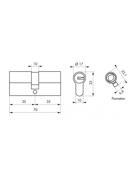 Cilindru 35 x 35 mm, Trafic 6, alamit, inalta securitate - 2