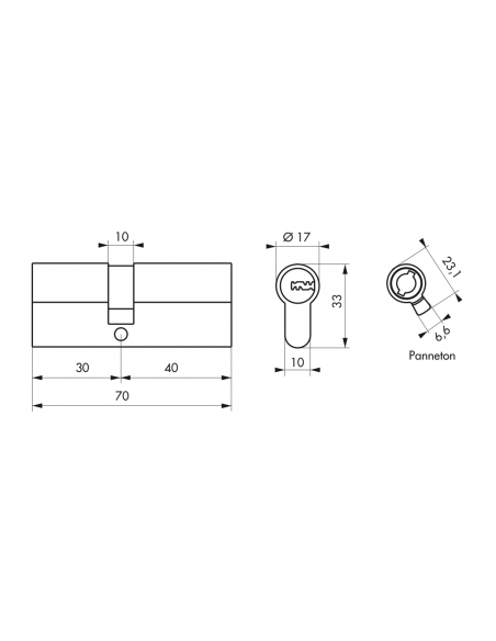 Cilindru usa/ butuc standard, 30 x 40 mm, Trafic 6 inalta securitate - 2