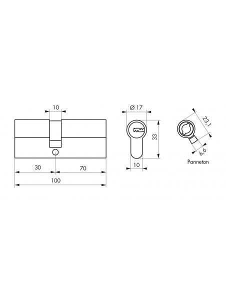 Cilindru usa / butuc standard, 30 x 70 mm, Trafic 6 inalta securitate - 2