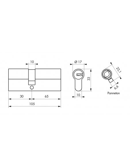 Cilindru usa / butuc standard, 30 x 65 mm, Trafic 6 inalta securitate - 2