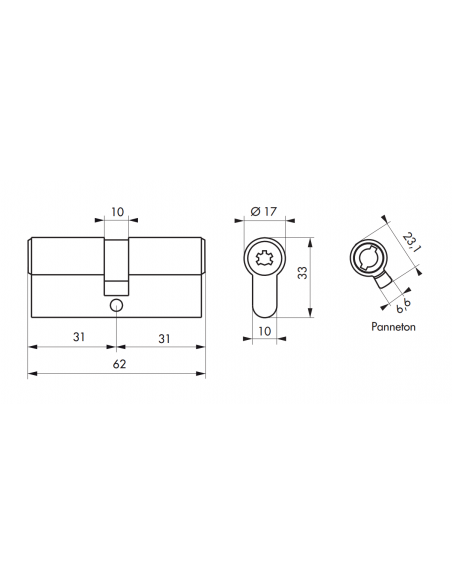 Butuc usa inalta securitate, 31 x 31 mm, Surveyor, THIRARD - 2