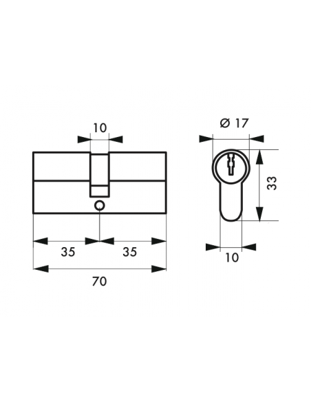 Cilindru 35 x 35 mm, Trafic 6, inalta securitate, chei lungi, THIRARD - 2