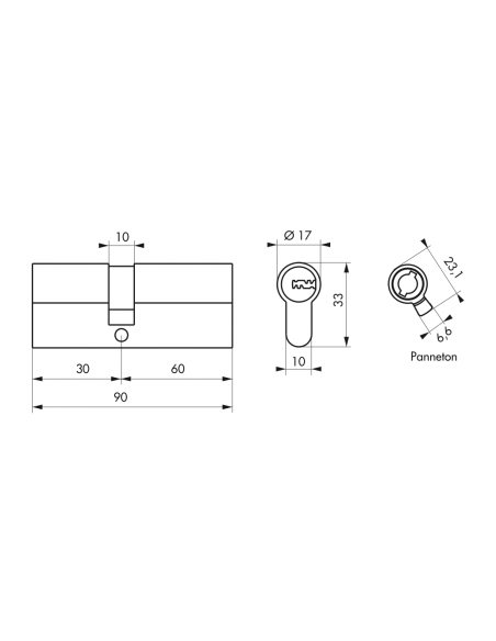 Butuc usa standard, 30 x 60 mm, Trafic 12 inalta siguranta - 2