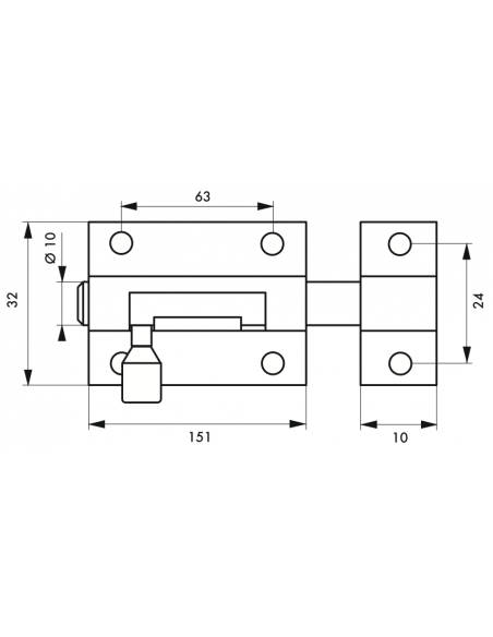 Zavor usa, bolt rotund, 150 mm, THIRARD - 2