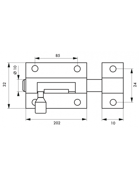 Zavor usa, bolt rotund, 200 mm, THIRARD - 2