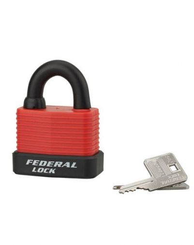 Lacat de exterior, cu cheie, Bumper, 54 mm, rosu - 1