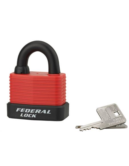 Lacat de exterior, cu cheie, Bumper, 54 mm, rosu - 1
