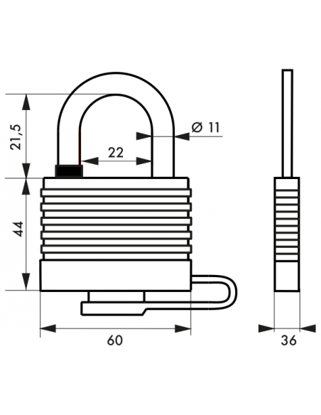 Lacat de exterior, cu cheie, Bumper, 54 mm, rosu - 2